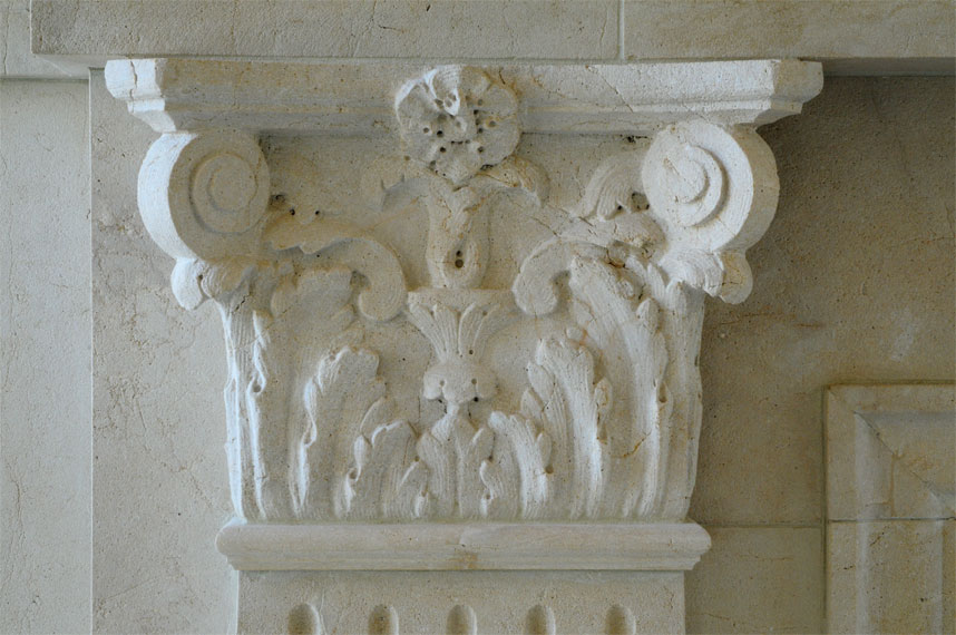 Limestone fireplace pilaster