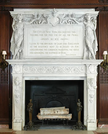 New York CIty Public Library fireplace mantel