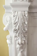 acanthus leaves on marble fireplace mantel