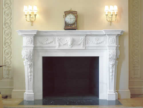 Antique statuary marble fireplace mantel