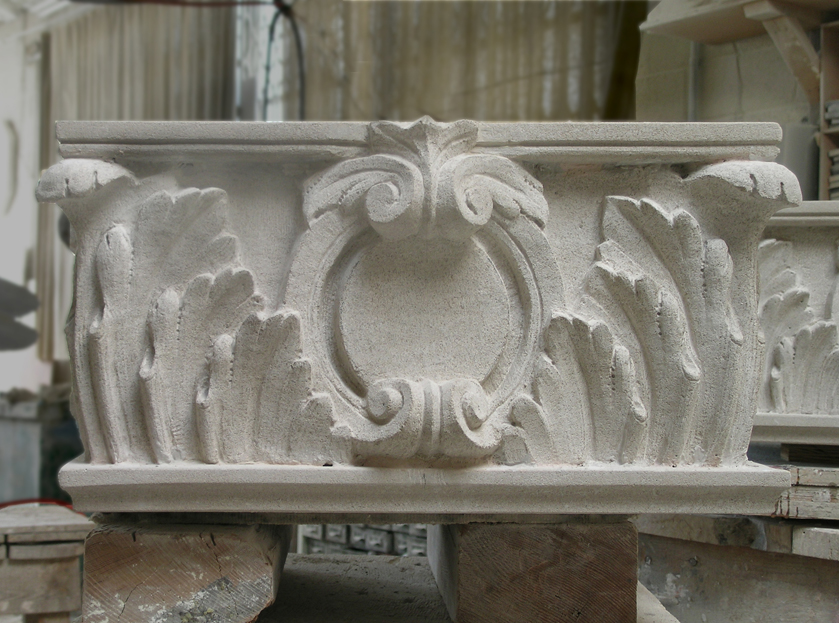 brownstone carving installed