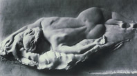 marble relief of figure reclined