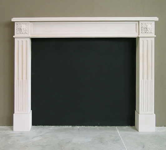 limestone rosette fireplace design